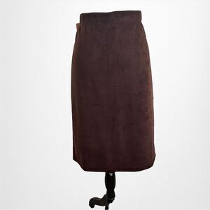 Slinky Brand Faux Suede Elastic Waist Pull On Pencil Skirt Size Medium